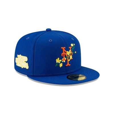 Blue New York Mets Hat - New Era MLB Side Patch Bloom 59FIFTY Fitted Caps USA5026741